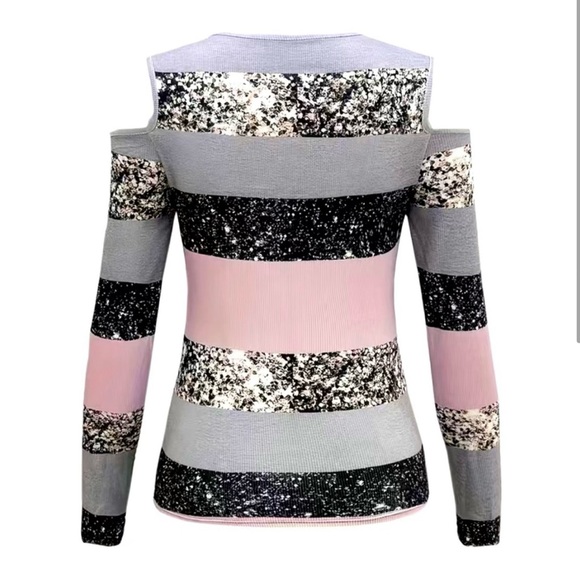 NWOT Zipper Color Block T-shirt, Casual Cold Shoulder - Picture 2 of 6